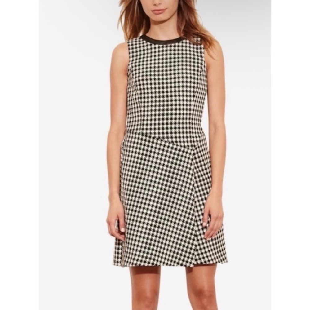 Lauren Ralph Lauren Houndstooth Sleeveless Sheath Dress Black White  14
